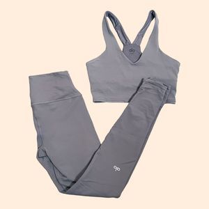 ALO Yoga Gray Leggings and Top Set